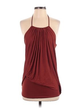 WHITE HOUSE BLACK MARKET maroon terracota red halter tie backless draped top